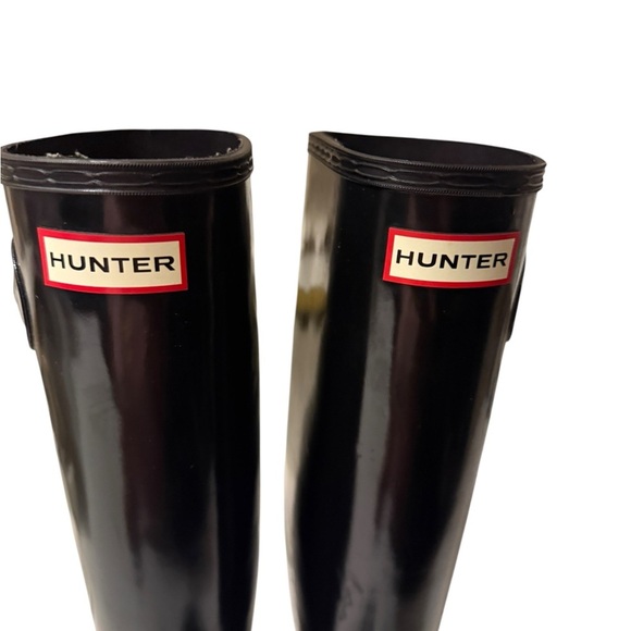 Hunter women Glossy Black tall Rain Boots in new condition - Picture 12 of 14